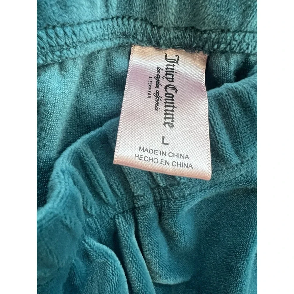 Juicy Couture Teal Velour Pajama Set Rhinestone Logo Sleepwear‎ 8329-47 Womens L